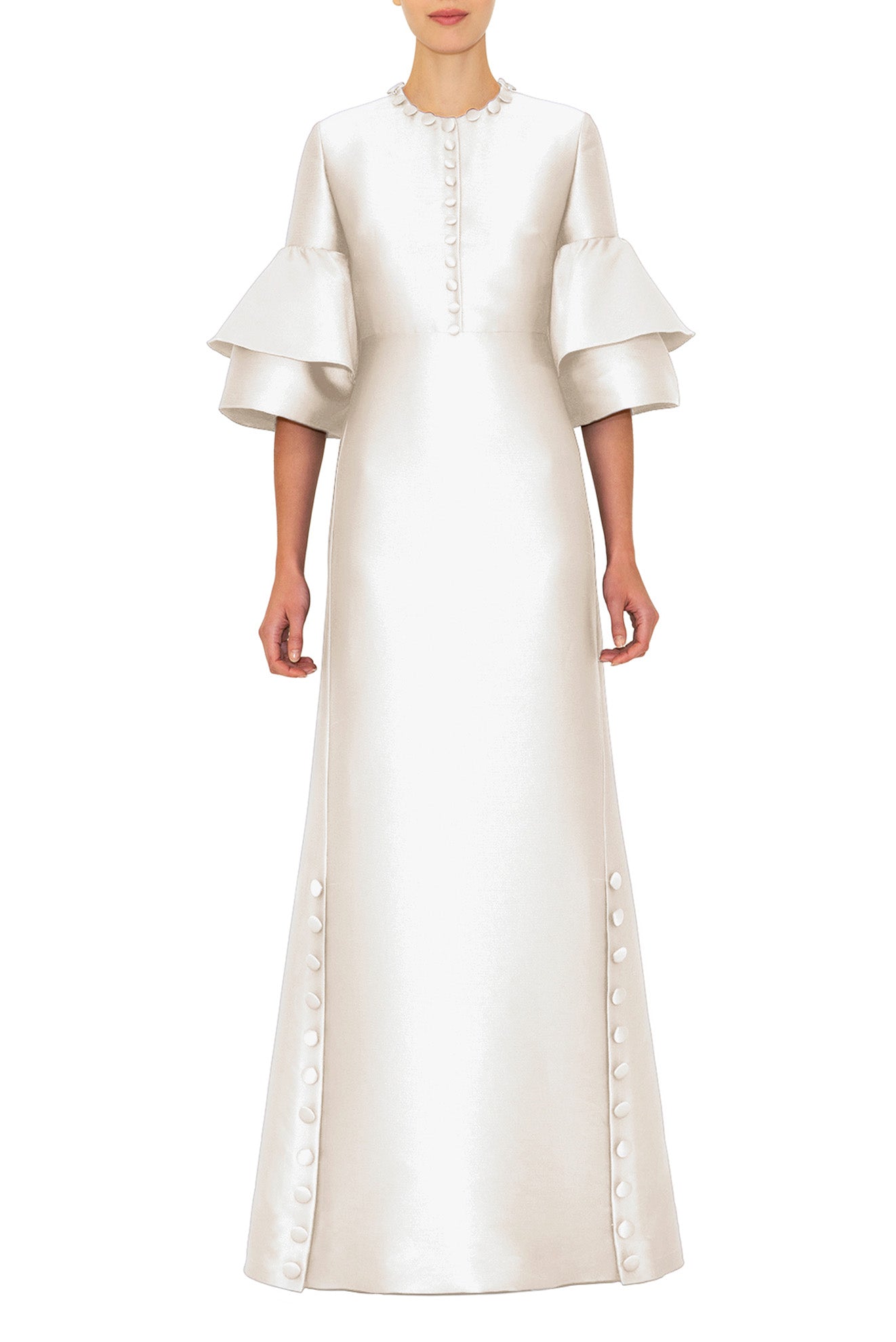 DOUBLE BELL SLEEVE DRESS WITH BUTTON DETAILS – ReemAcra