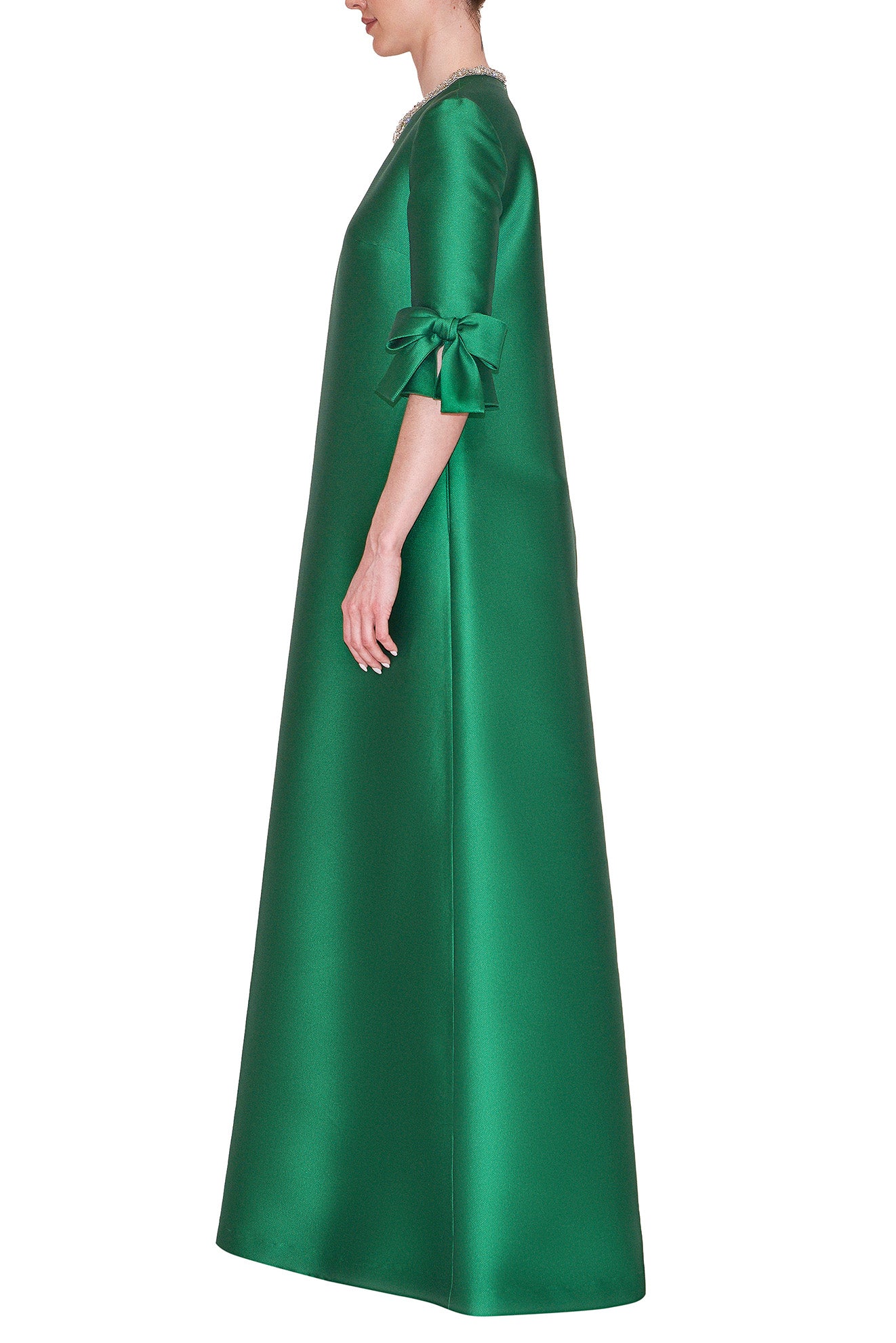 Green dress clearance bell sleeves